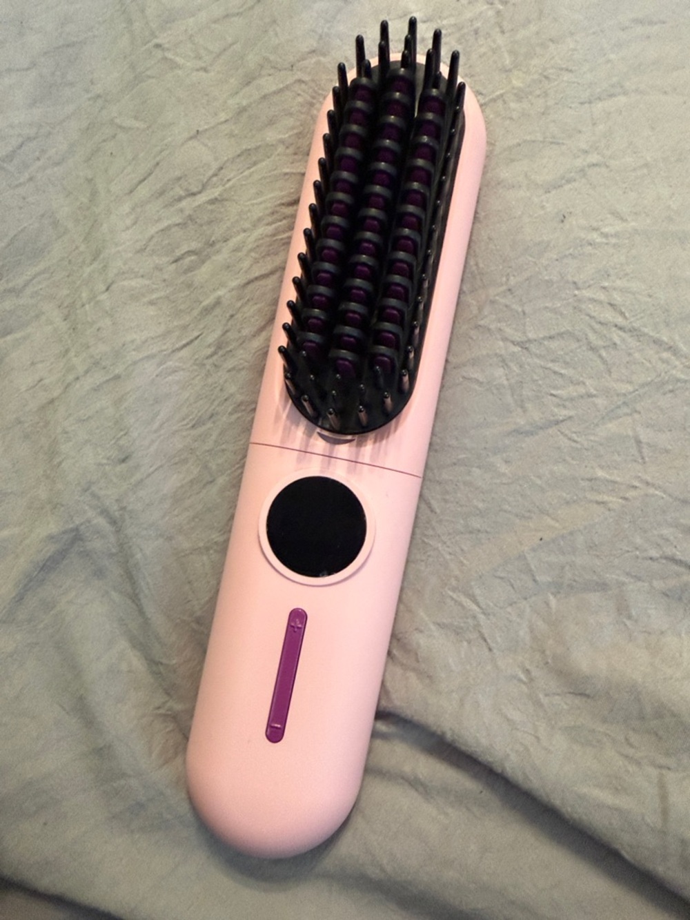 Pink Ceramic Hair Straightening Brush with Purple Accents - Unbranded
